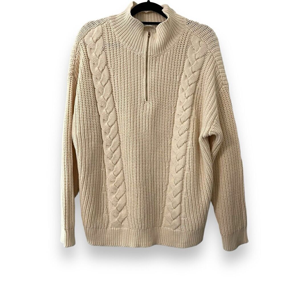 Haven Well Within Women’s‎ Beige 1/2 Zip Pullover Knit Sweater Size XL